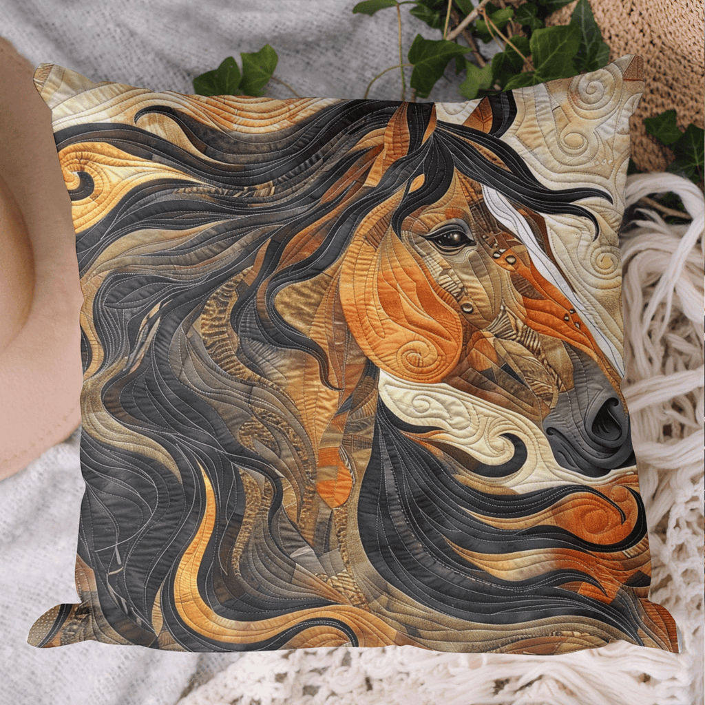 Abstract Horse Quilted Pillow Case Christmas Gifts For Horse Owners