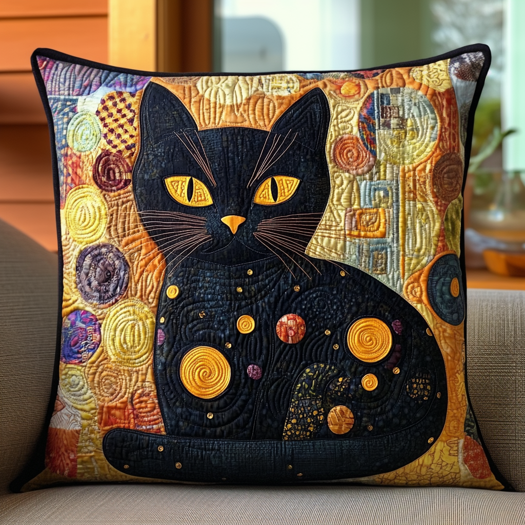 Abstract Kitten Quilted Pillow Case Cute Holiday Gifts For Cat Lovers