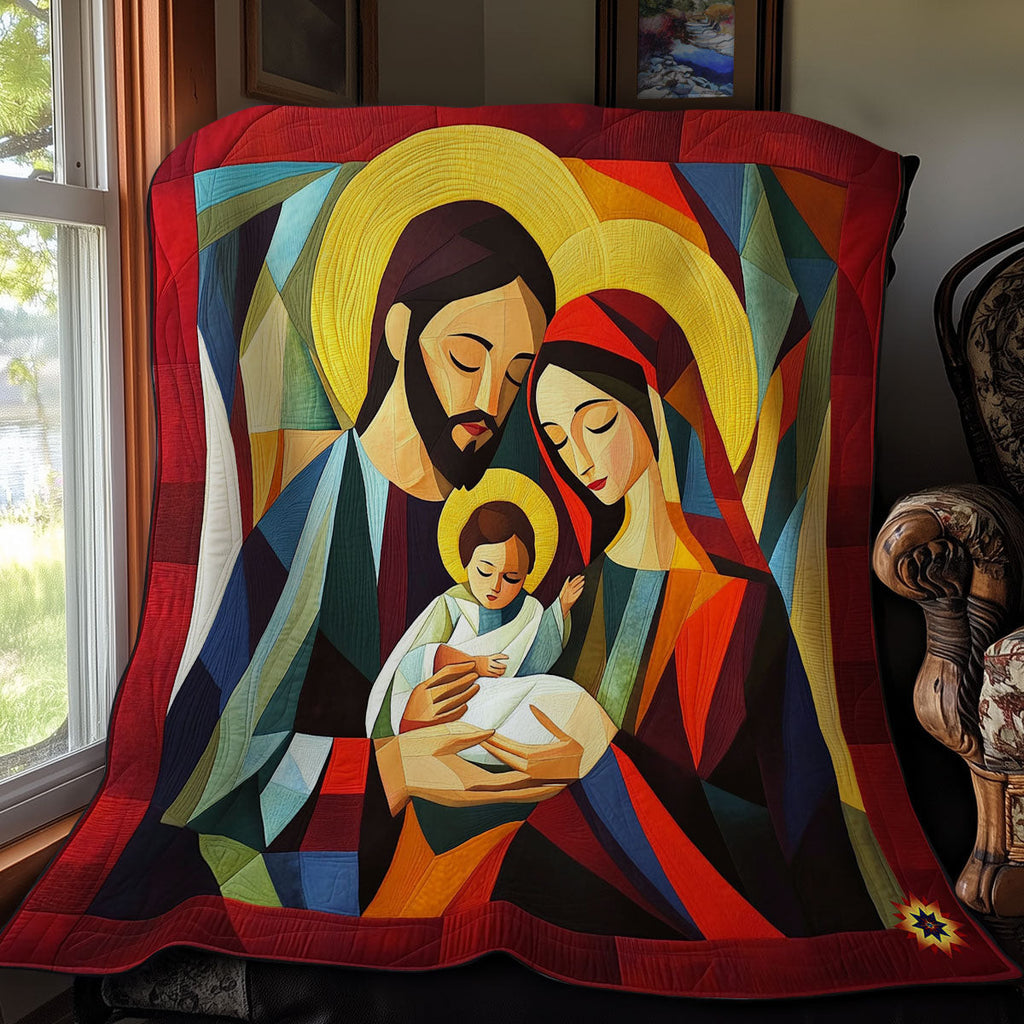Abstract Holy Family Quilt Blanket Unique Throw Blanket Gifts For Christians