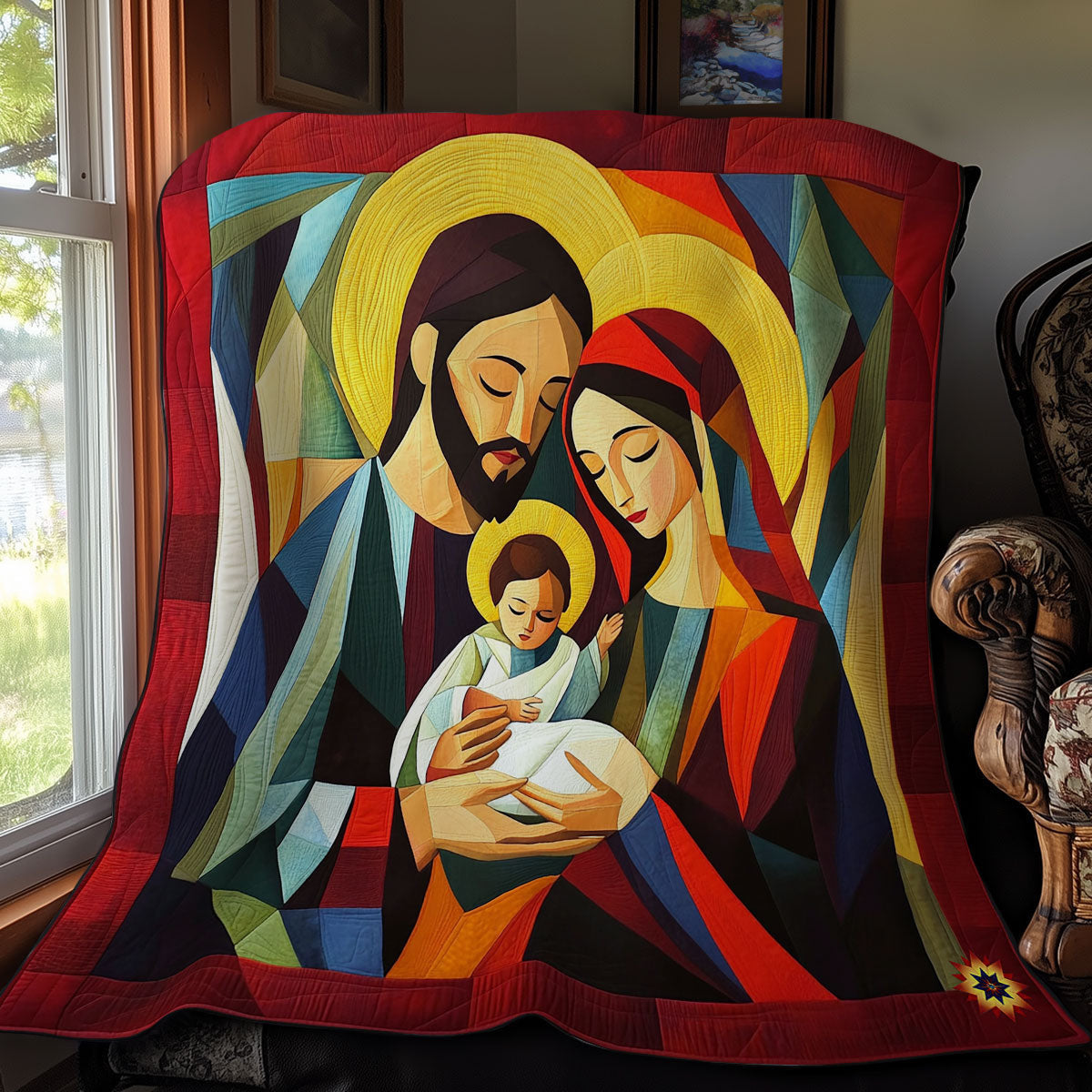 Abstract Holy Family Quilt Blanket Unique Throw Blanket Gifts For Christians