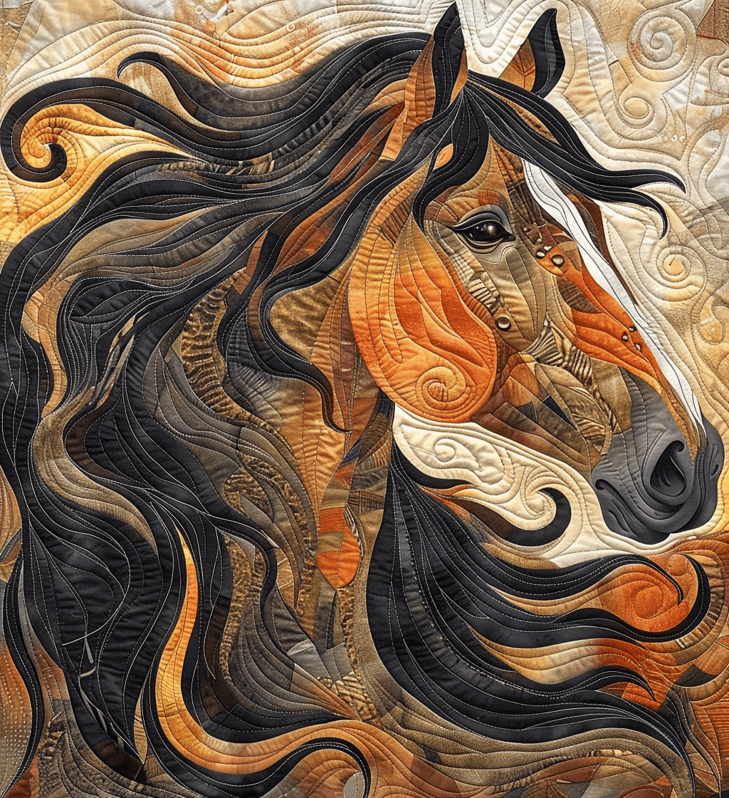 Abstract Horse Quilted Blanket Horse Related Gifts