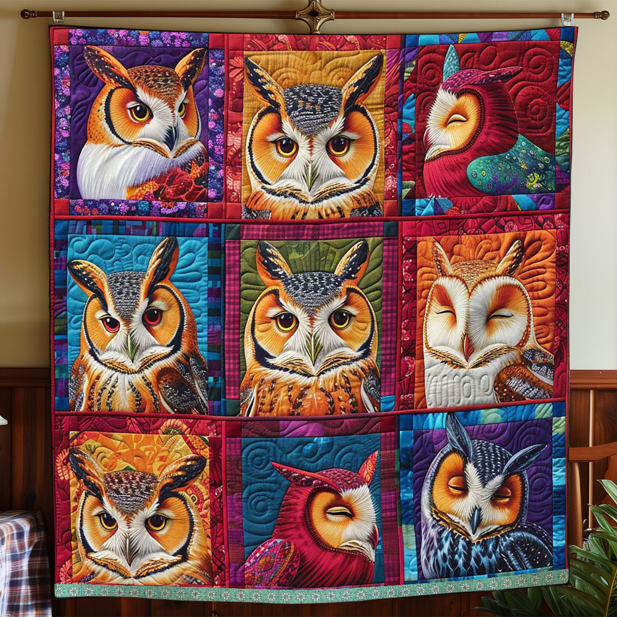 Abstract Owl Album Quilt Blanket Best Owl Gifts