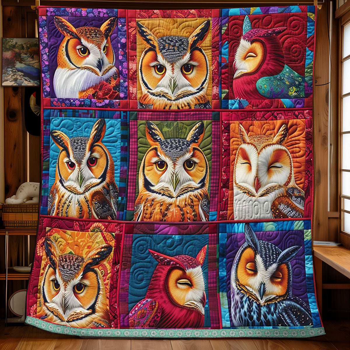 Abstract Owl Album Quilt Blanket Best Owl Gifts