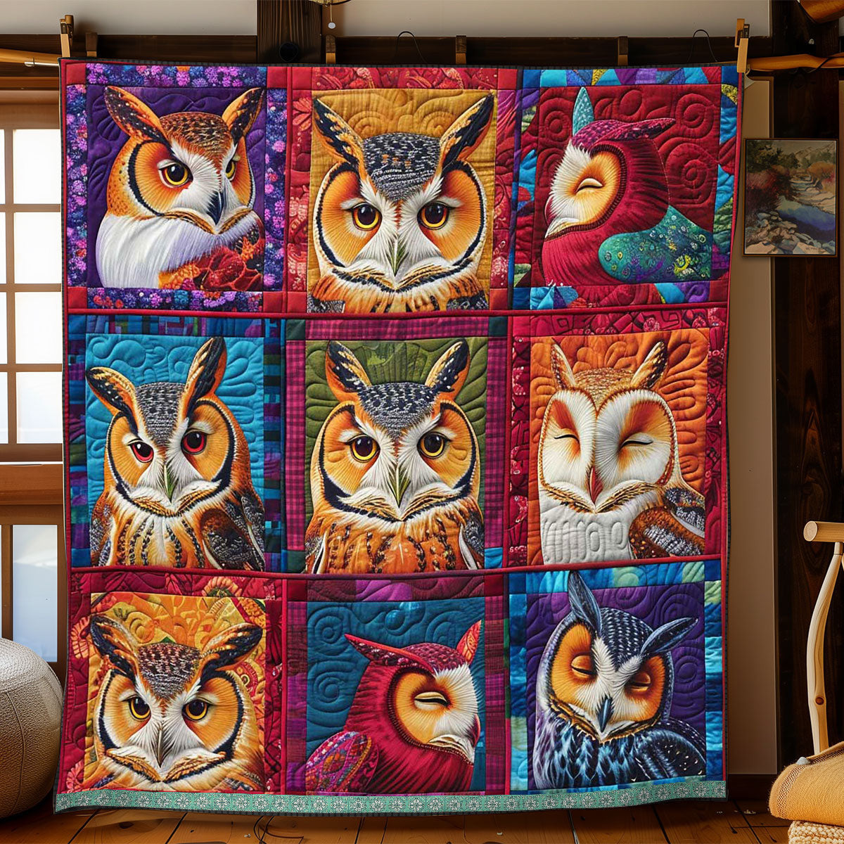 Abstract Owl Album Quilt Blanket Best Owl Gifts