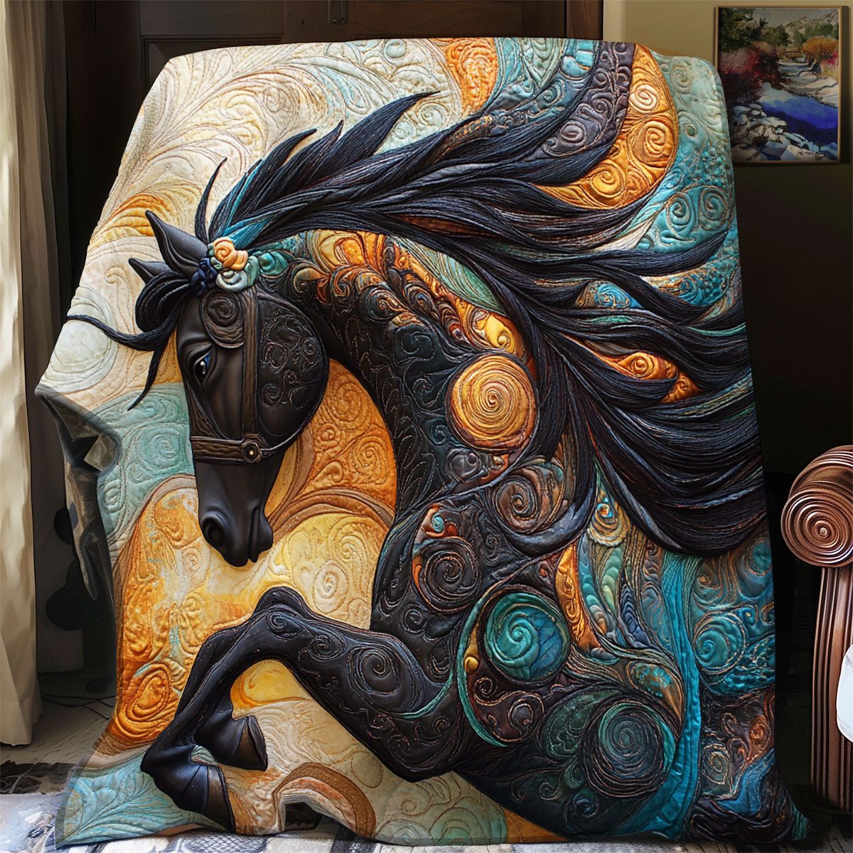 Abstract Horse Quilt Blanket Unique Gifts For Horse Lovers