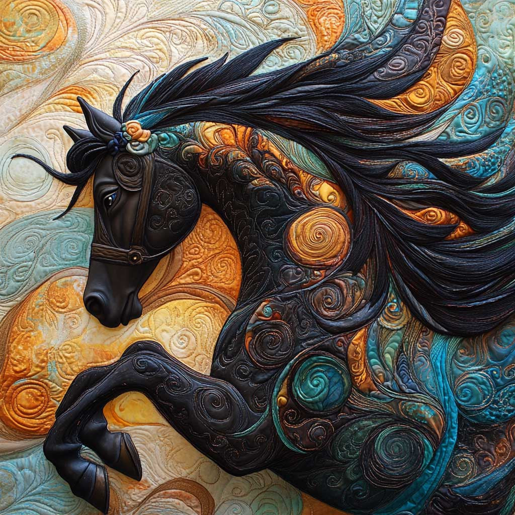 Abstract Horse Quilt Blanket Unique Gifts For Horse Lovers